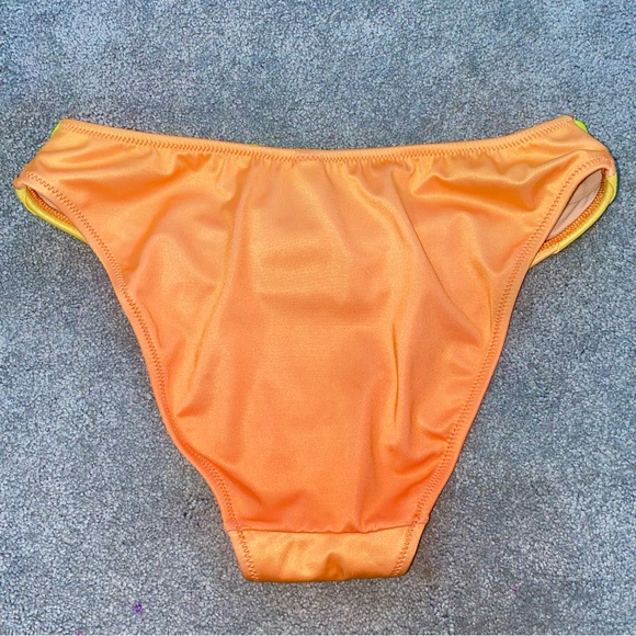 36 AUTH VTG Christian Dior Yellow Orange Ombre Sunset Bandeau Bikini Swimsuit - Picture 12 of 15
